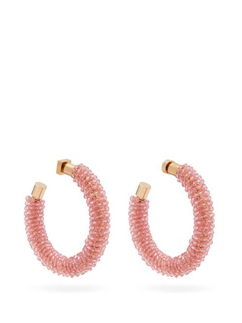 Matchesfashion.com Jacquemus - Les Creoles Brila Crystal Hoop Earrings - Womens - Light Pink