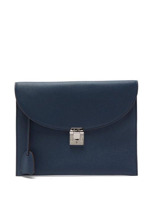Matchesfashion.com Mark Cross - Diver Grained-leather Pouch - Mens - Navy