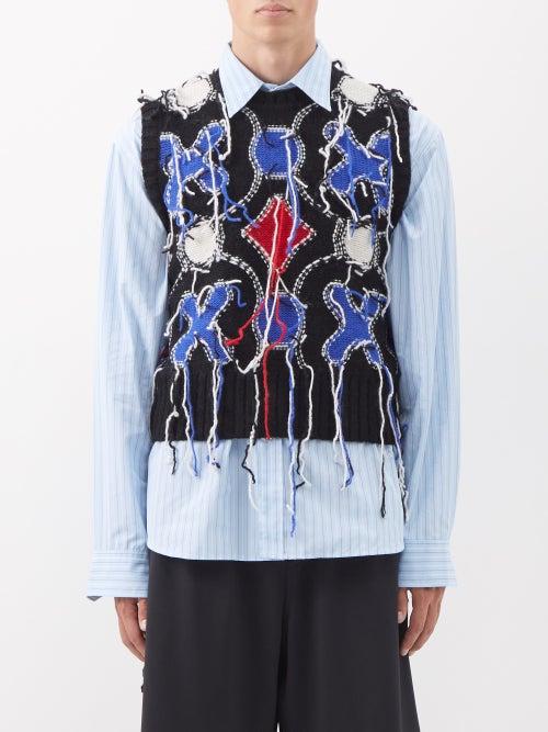 Charles Jeffrey Loverboy - Guddle Tassel Intarsia-knit Tank - Mens - Black Blue