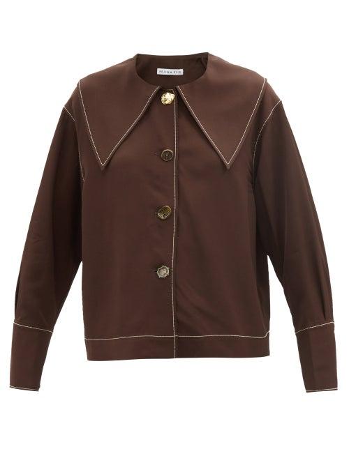 Rejina Pyo - Elliot Chelsea-collar Twill Shirt - Womens - Dark Brown