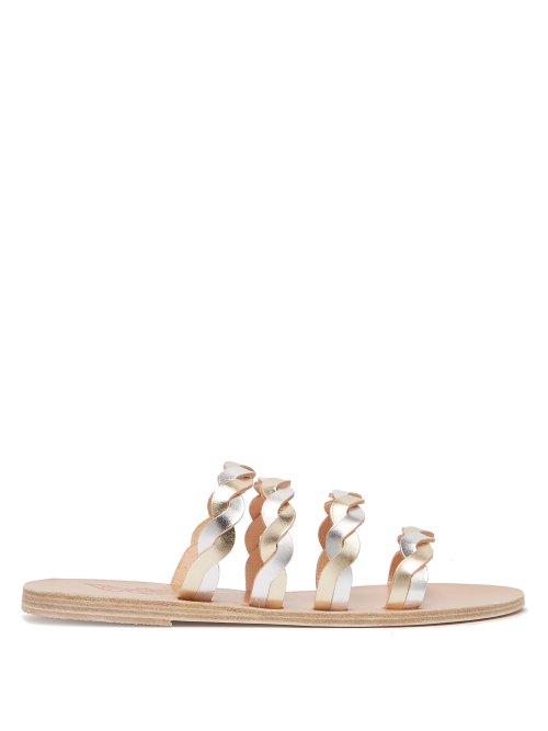 Matchesfashion.com Ancient Greek Sandals - Kynthia Metallic Plaited Leather Sandals - Womens - Silver Gold