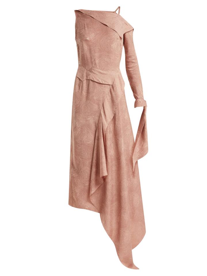 Roland Mouret Bruce Draped Silk-blend Jacquard Dress