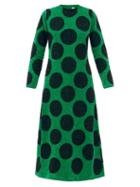 Matchesfashion.com Ashish - Polka-dot Sequinned Cotton-poplin Longline Dress - Womens - Black Green