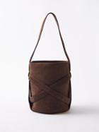 The Row - Leo Knotted Suede Bucket Bag - Womens - Dark Brown
