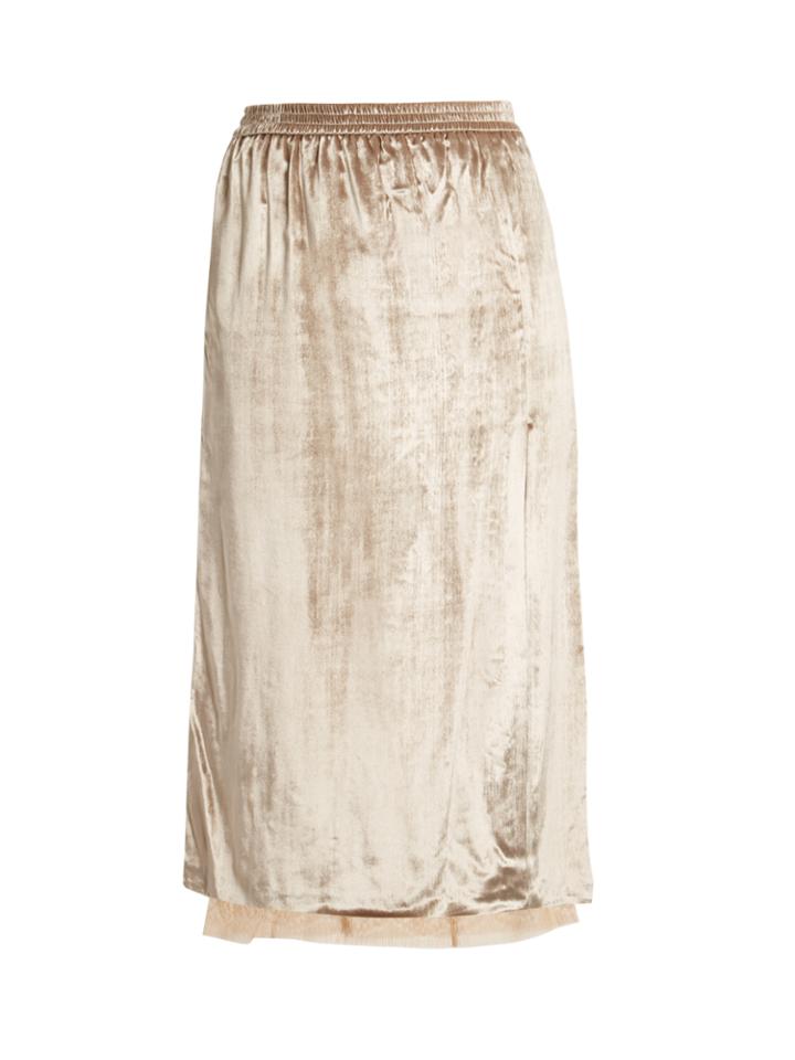 Adam Lippes Lace-lined Velvet Skirt