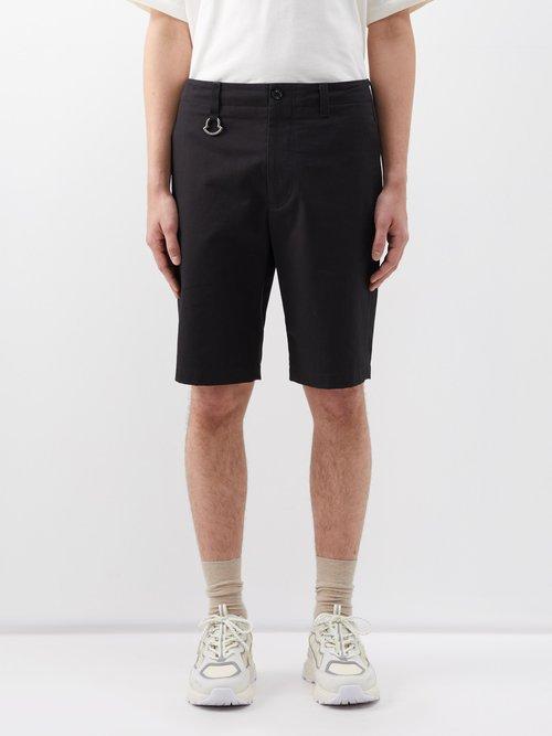 Moncler - Logo-plaque Cotton-gabardine Shorts - Mens - Black