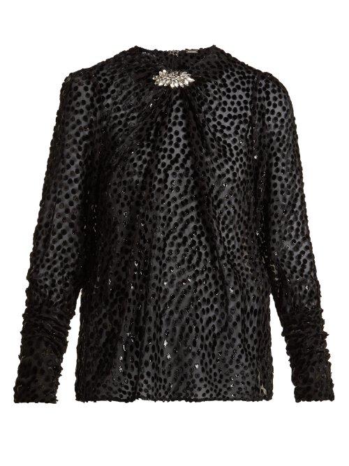 Matchesfashion.com Dodo Bar Or - Veronica Polka Dot Fil Coup Blouse - Womens - Black