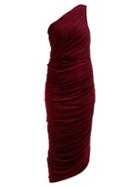 Matchesfashion.com Norma Kamali - Diana Asymmetric Ruched Midi Dress - Womens - Burgundy