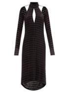 Maximilian - Harlequin Cutout Diamond-devor Midi Dress - Womens - Black