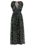 Matchesfashion.com Missoni - Cape-sleeve Lam-knit Dress - Womens - Black Green