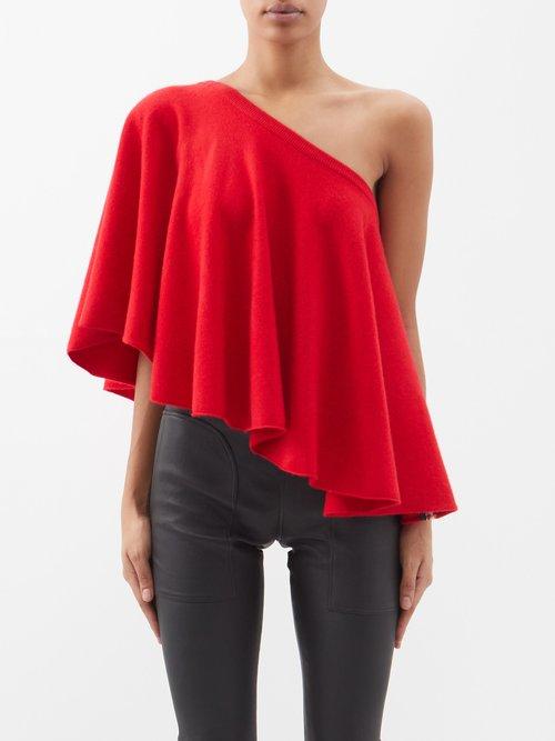 Extreme Cashmere - Ufo Asymmetric Stretch-cashmere Poncho Top - Womens - Red