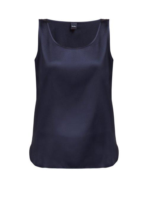 Matchesfashion.com Max Mara Leisure - Pan Stretch Silk Tank Top - Womens - Navy