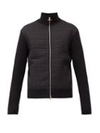 Matchesfashion.com Dunhill - Rolla Quilted-panel Rib-knitted Wool Jacket - Mens - Black