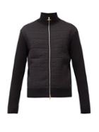 Matchesfashion.com Dunhill - Rolla Quilted-panel Rib-knitted Wool Jacket - Mens - Black
