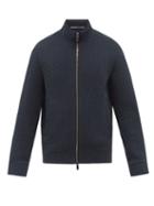 Mens Rtw Giorgio Armani - Stand-neck Chevron-jacquard Twill Jacket - Mens - Navy