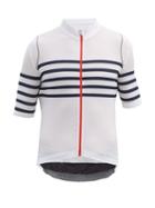 Matchesfashion.com Caf Du Cycliste - Mona Striped-jersey Cycling Top - Mens - White Navy