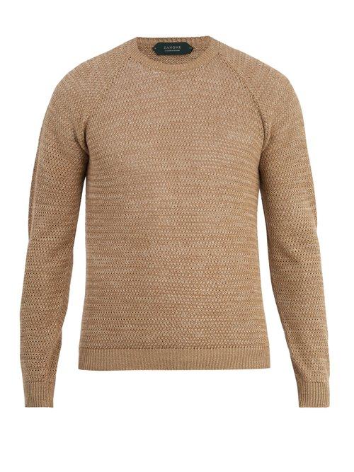 Matchesfashion.com Zanone - Crew Neck Linen Cotton Knit Sweater - Mens - Beige