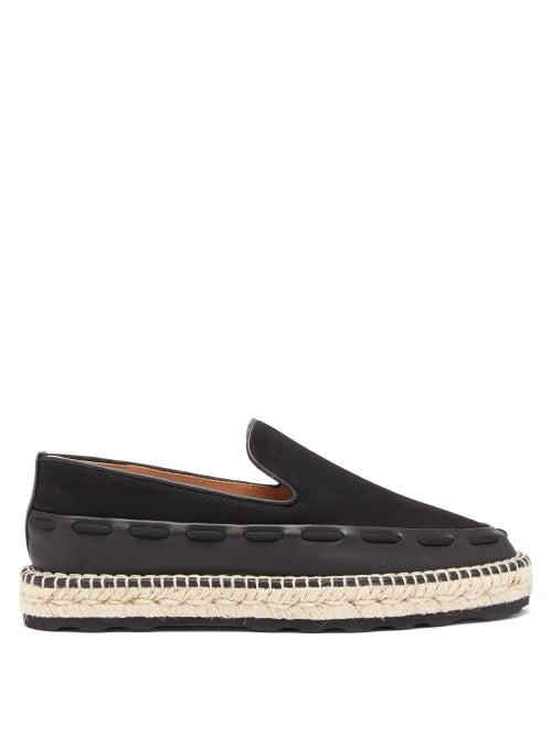 Matchesfashion.com Bottega Veneta - Canvas And Leather Espadrilles - Womens - Black