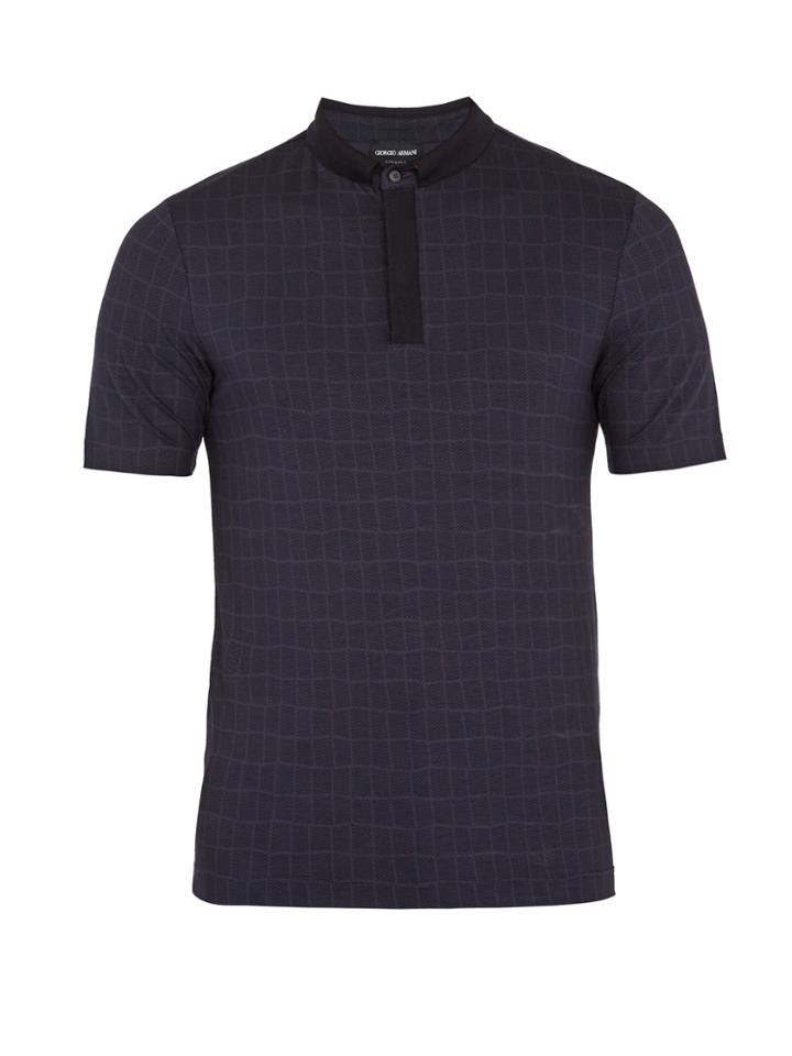 Giorgio Armani Fantasia Checked-jersey Polo Shirt