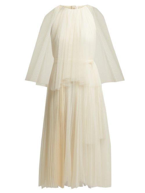 Matchesfashion.com Maria Lucia Hohan - Pleated Tulle Cape Dress - Womens - White