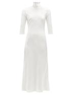 Matchesfashion.com Galvan - St Germain High-neck Satin Midi Dress - Womens - White