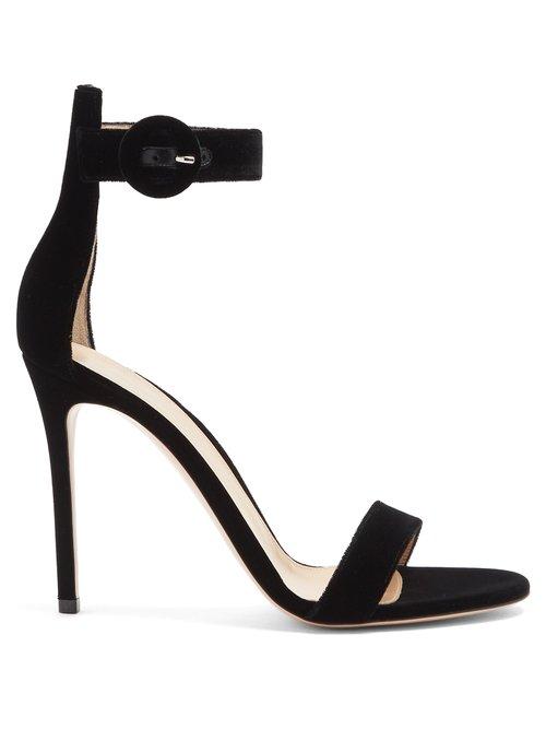 Matchesfashion.com Gianvito Rossi - Portofino 105 Suede Sandals - Womens - Black