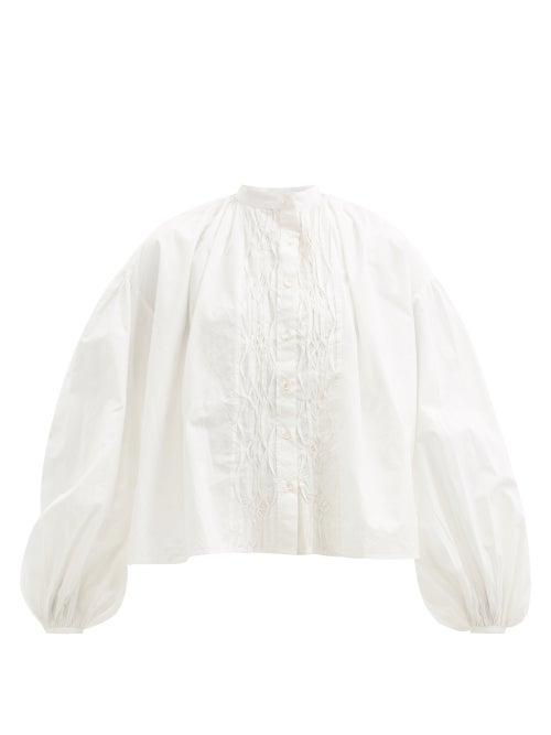 Matchesfashion.com Thierry Colson - Slava Smocked Cotton Blouse - Womens - White