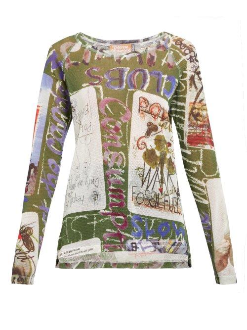 Matchesfashion.com Vivienne Westwood - Playing Cards Cotton Blend Mesh T Shirt - Womens - Multi