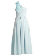 Matchesfashion.com Preen By Thornton Bregazzi - Ted Asymmetric Bodice Cady Midi Dress - Womens - Light Blue