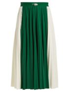 Valentino High-rise Paneled Pleated Jersey Midi Skirt