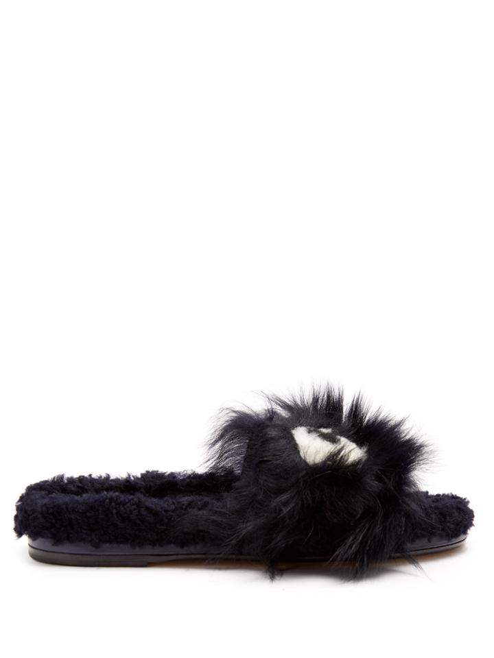 Anya Hindmarch Eyes Shearling And Fur Slides