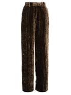 Matchesfashion.com Racil - Peter Crushed Velvet Wide Leg Trousers - Womens - Brown
