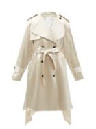 Peter Do - Handkerchief-hem Belted Silk-satin Trench Coat - Womens - Light Beige