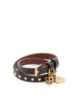 Alexander Mcqueen Skull-charm Studded Leather Wraparound Bracelet
