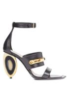 Matchesfashion.com Alexander Mcqueen - Oval-heel Leather Sandals - Womens - Black