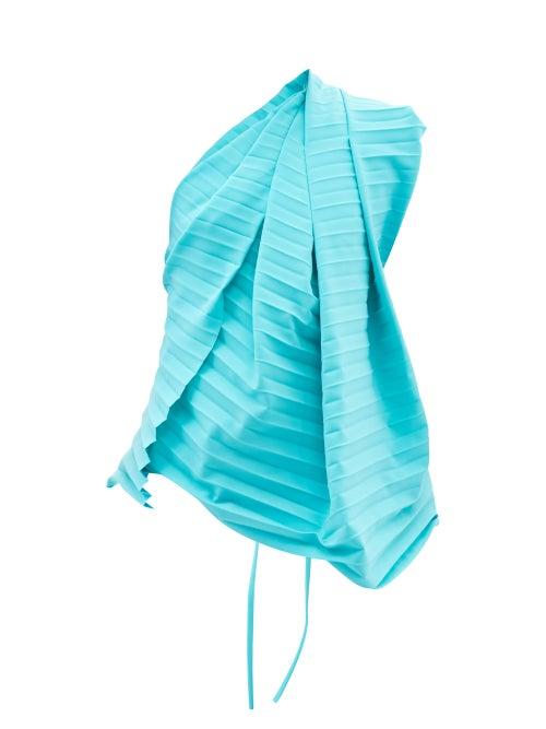 A.w.a.k.e. Mode - One-shoulder Pleated-crepe Top - Womens - Blue