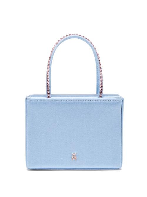 Amina Muaddi - Super Amini Gilda Mini Crystal-handle Silk Box Bag - Womens - Blue