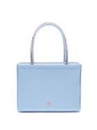Amina Muaddi - Super Amini Gilda Mini Crystal-handle Silk Box Bag - Womens - Blue
