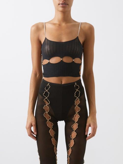 Rui - Cutout Jersey Crop Top - Womens - Black