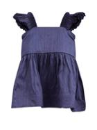 Cawley Studio - Simone Hand-smocked Silk-dupion Top - Womens - Navy