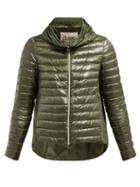 Matchesfashion.com Herno - Pleated Collar Quilted Down Jacket - Womens - Green