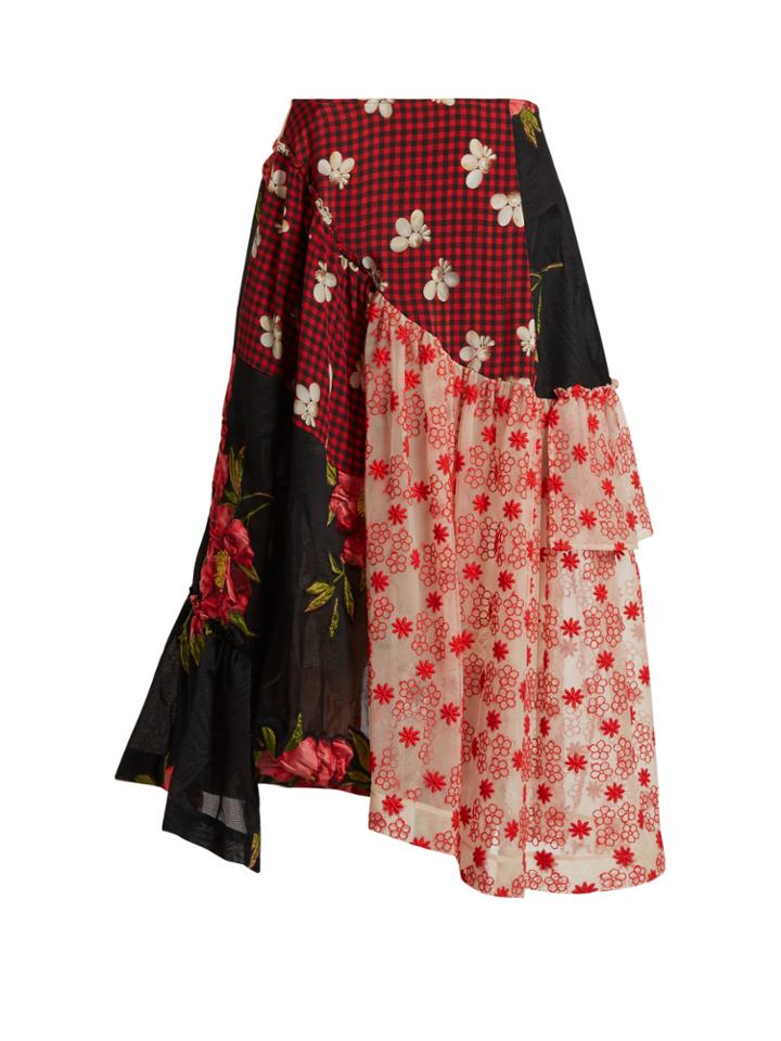 Simone Rocha Asymmetric Embroidered Panelled Skirt