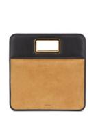 Ladies Bags Jil Sander - Square Suede And Leather Clutch - Womens - Black Tan