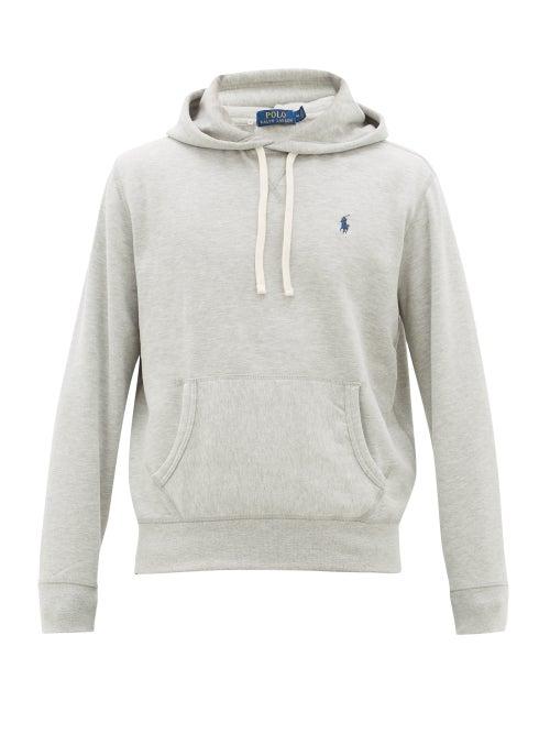Matchesfashion.com Polo Ralph Lauren - Logo-embroidered Jersey Hooded Sweatshirt - Mens - Grey