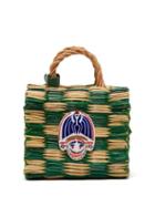 Matchesfashion.com Heimat Atlantica - Tom Tom Checked Reed Basket Bag - Womens - Green Multi