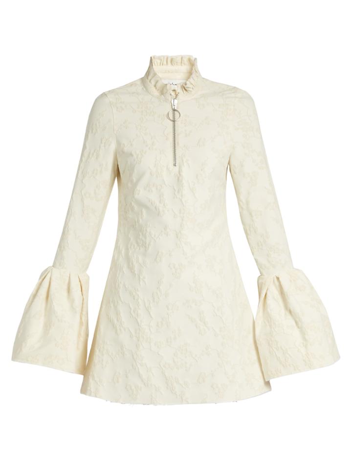 Marques'almeida Floral-brocade Bell-cuff Mini Dress