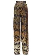 Matchesfashion.com Altuzarra - Bani Floral Fil Coupe Satin Trousers - Womens - Black Multi