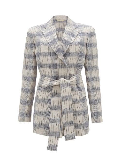 Matchesfashion.com Acne Studios - Checked Belted Blazer - Womens - Ivory Multi
