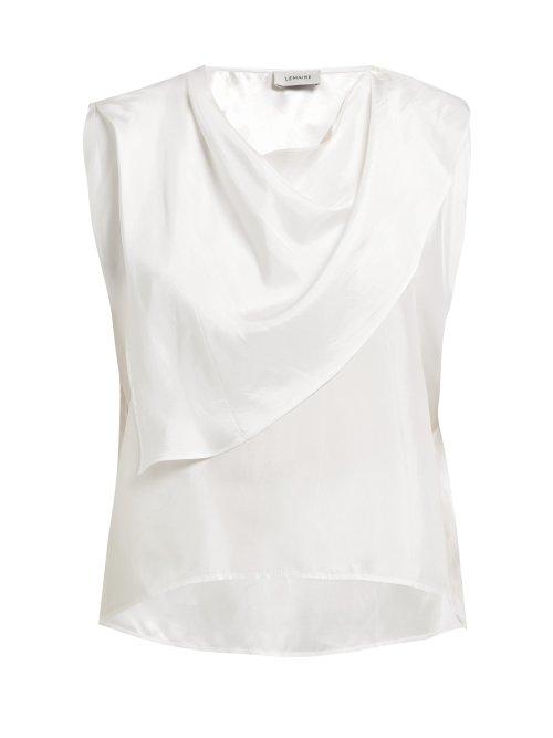 Matchesfashion.com Lemaire - Draped Neck Cap Sleeve Top - Womens - Ivory