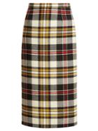 Miu Miu Tartan Wool Pencil Skirt
